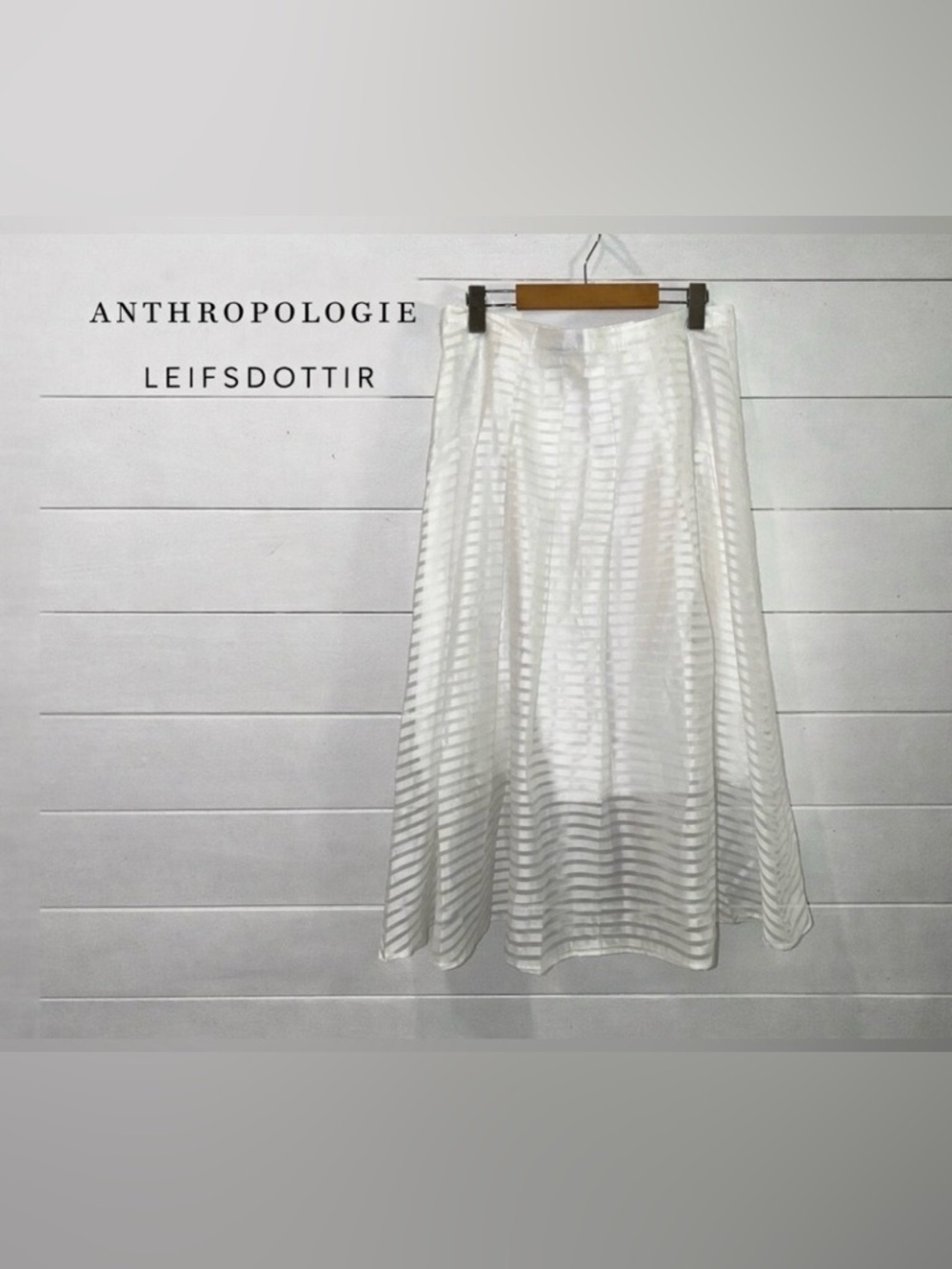 LEIFSDOTTIR White Striped Midi Skirt – Size 12